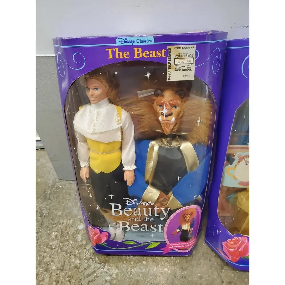 Disney Classics 1991 VTG Beauty and the Beast Dolls Belle Prince Set NIB